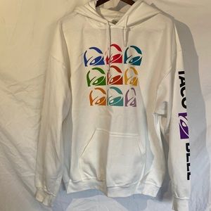 Taco Bell Graphic Hoodie Size Large White Logo Multicolor